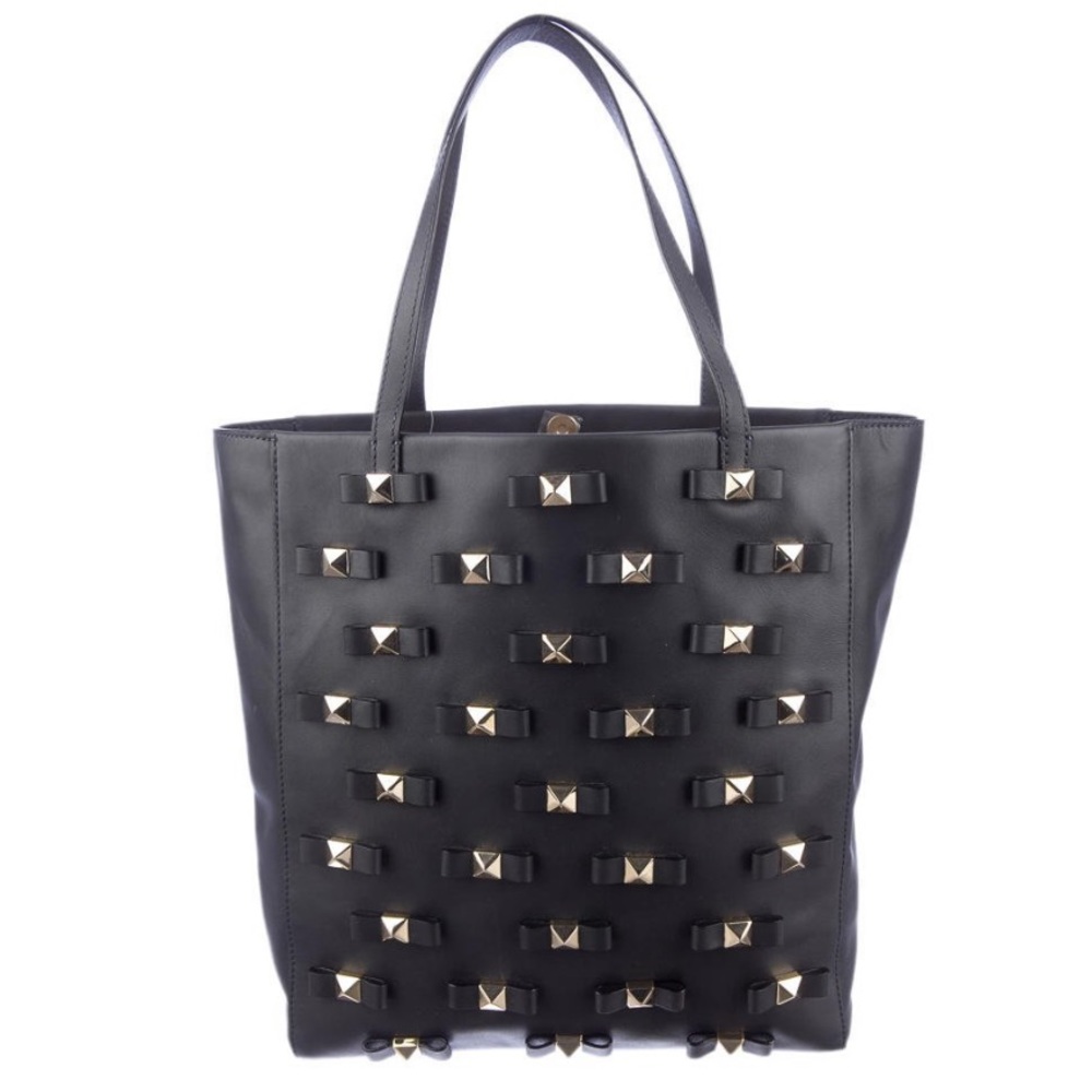 Kate Spade tote bag, black tote, tote with bows, leather tote, women’s tote